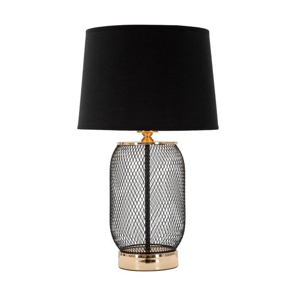 Lampada da tavolo con paralume in tessuto nero e oro (altezza 47 cm) Chaine - Mauro Ferretti