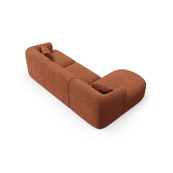 Divano angolare color terracotta (con penisola a sinistra/con chaise lounge) con rivestimento in velluto a coste Campi – Cosmopolitan Design-image-3