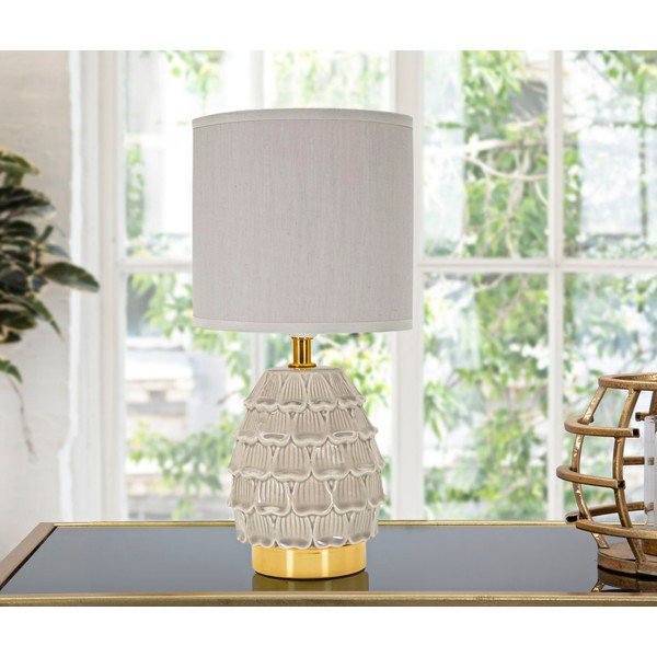 Lampada da tavolo beige in ceramica con paralume in tessuto (altezza totale 30,5 cm) Pigny – Mauro Ferretti-image-4