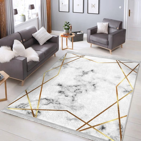 Tappeto in bianco-oro 80x150 cm - Mila Home-image-1