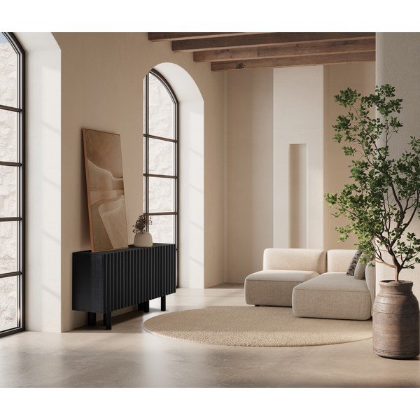 Credenza nera in mango massiccio 160x80x40 cm Tamira – MOME-image-1