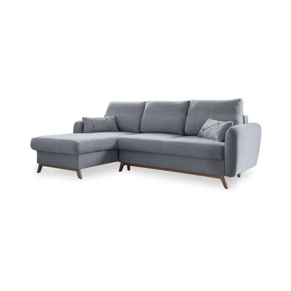 Divano letto angolare grigio chiaro, angolo sinistro Scandic Lagom - Miuform