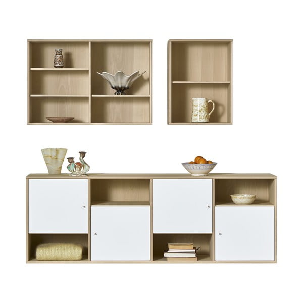 Set mobile TV e mensole bianco in legno di quercia naturale 176x61 cm Mistral - Hammel Furniture