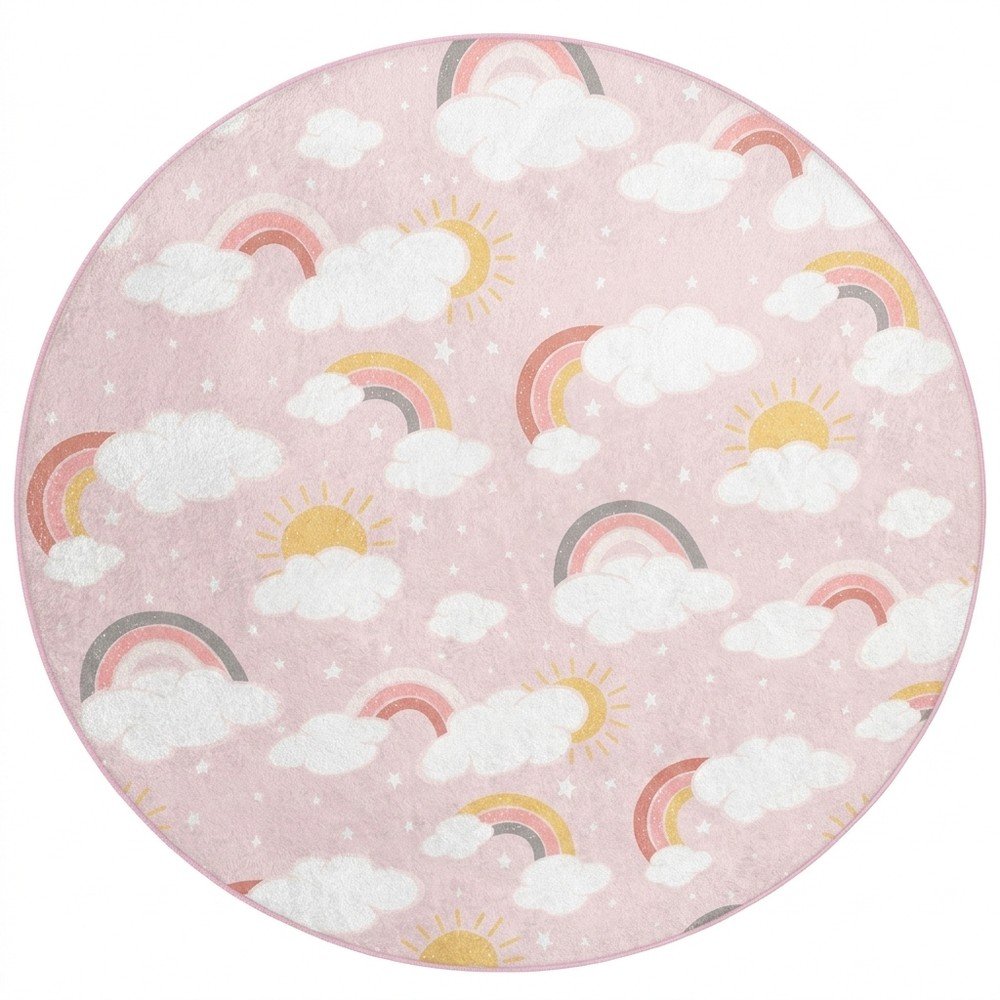 Tappeto per bambini rosa lavabile ø100 cm Rainbow World – Mila Home | Tappeti per bambini