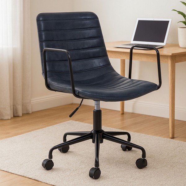 Sedia da ufficio grigio scuro in similpelle Forbes – Premier Housewares-image-3