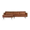 Divano angolare marrone (con penisola a sinistra/con chaise lounge) con rivestimento in finta pelle Rodeo – WOOOD