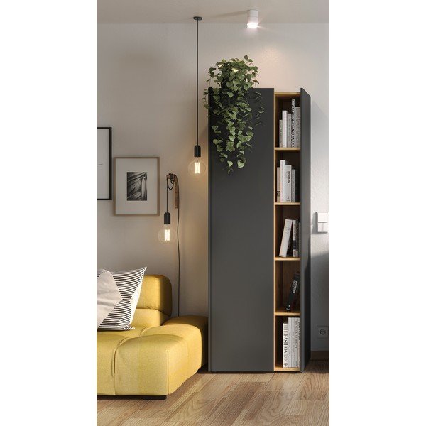 Libreria grigio scuro in rovere 62x188 cm Austin - Germania-image-3