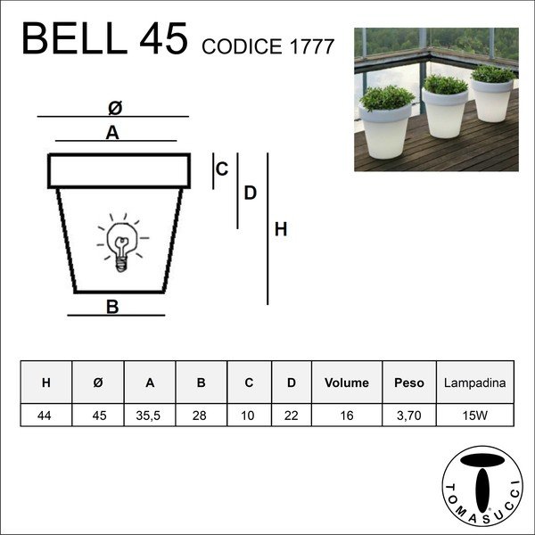 Vaso classico bianco con retroilluminazione, ⌀ 45 cm - Tomasucci-image-2