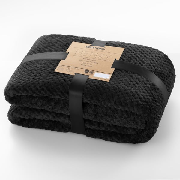 Coperta in microfibra nera, 150 x 200 cm Henry - DecoKing-image-3
