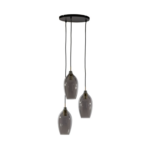 Lampadario con paralume in vetro grigio scuro-bronzo ø 35 cm Lukaro - Light & Living