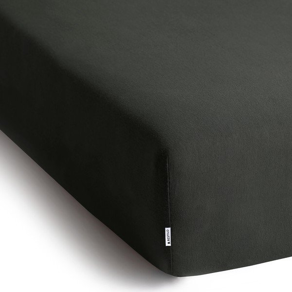 Lenzuolo con angoli grigio scuro in jersey 140x200 cm Amber – Restilo-image-2