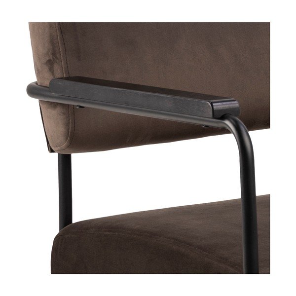 Poltrona in velluto marrone scuro Cloe - Actona-image-4