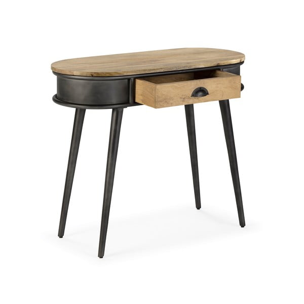 Tavolo consolle nero/di colore naturale 38x90 cm Delhi – MOME-image-2