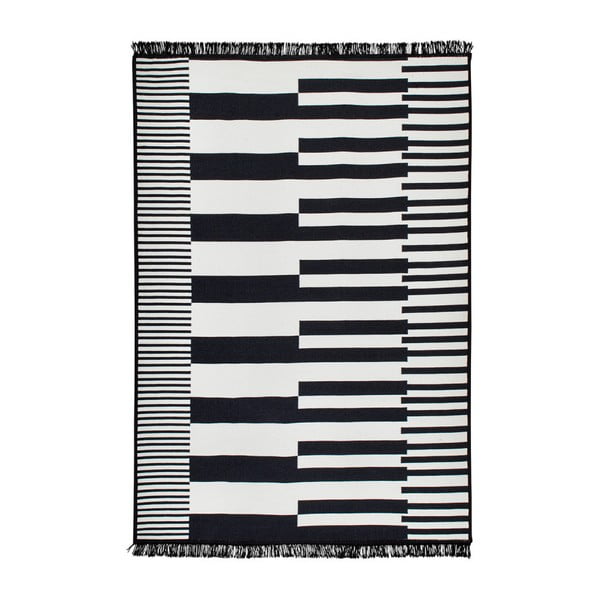 Tappeto bifacciale bianco e nero Klotho, 80 x 150 cm - Cihan Bilisim Tekstil