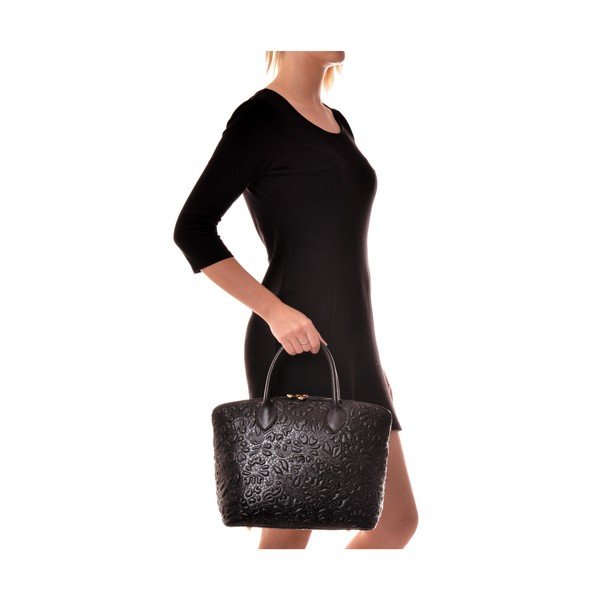 Borsa in pelle nera Bloom Nero - Anna Luchini-image-4