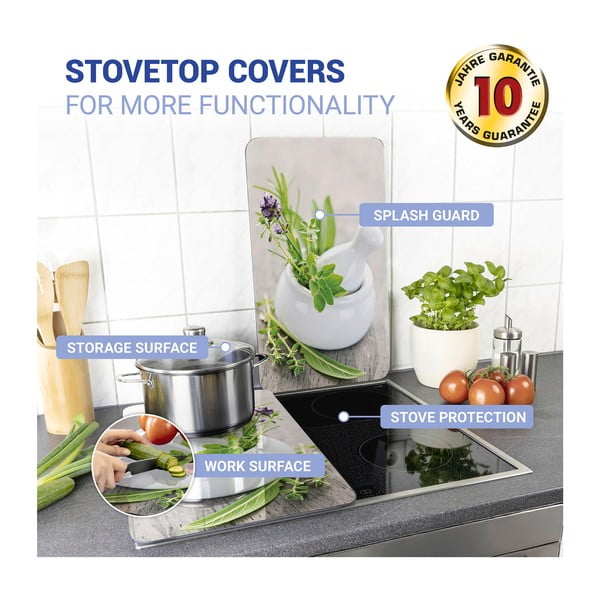 Set di 2 copri stufe in vetro Herbal, 52 x 30 cm Herb Garden - Wenko-image-4