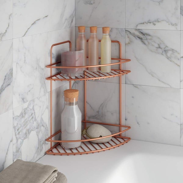 Mensola angolare da bagno a due piani Rame - Metaltex-image-1