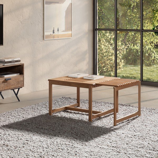 Tavolino da salotto di colore naturale in rovere massiccio 60x70 cm Unai – MOME-image-2