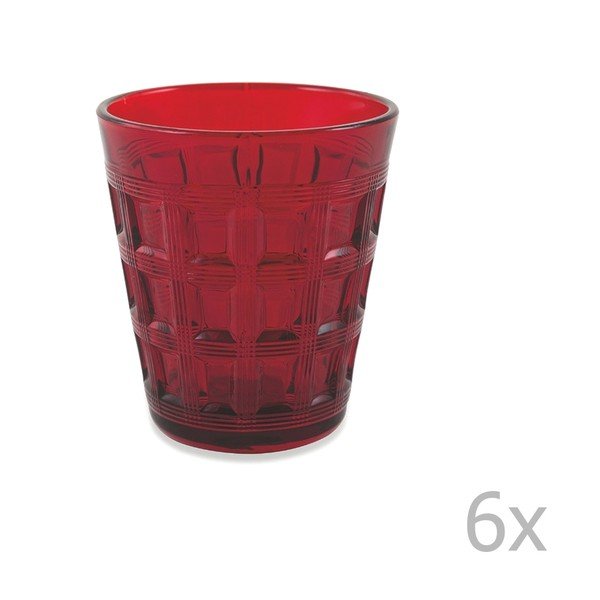 Sada 6 červených skleniček Villa d'Este Recta, 280 ml