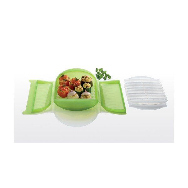 Contenitore in silicone verde con vassoio per la cottura a vapore Steam Case - Lékué-image-2