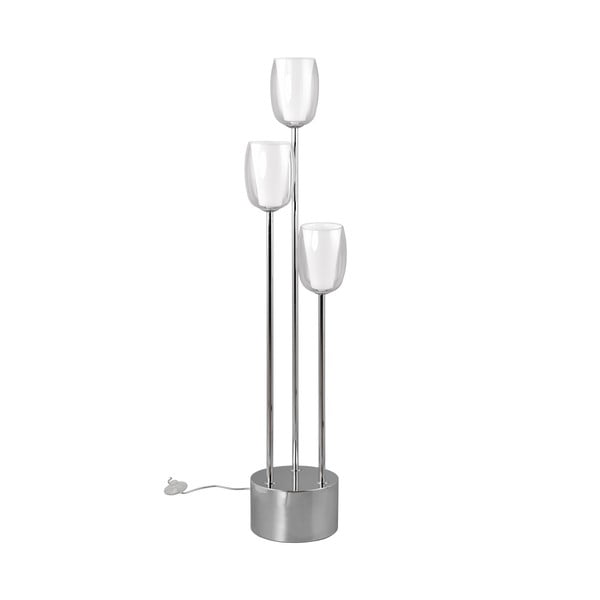 Lampada da terra con paralume in vetro in argento (altezza 140 cm) Barret - Trio Select