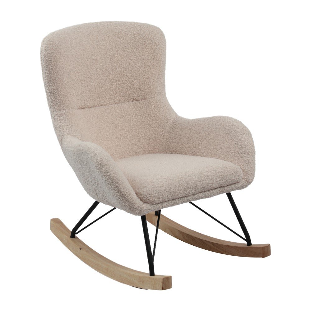 Poltrona per bambini a dondolo beige con rivestimento in bouclé Rocky – Vipack | Poltrone per bambini