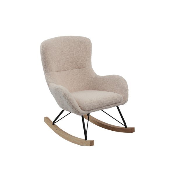 Poltrona per bambini a dondolo beige con rivestimento in bouclé Rocky – Vipack