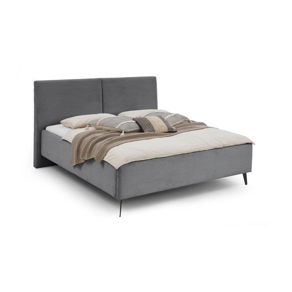 Letto matrimoniale imbottito grigio con contenitore con rete inclusa 180x200 cm Lando – Meise Möbel-image-2