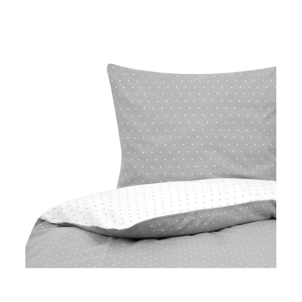 Biancheria da letto in flanella bianca e grigia per letto singolo Fovere , 155 x 220 cm Betty - Westwing Collection-image-2
