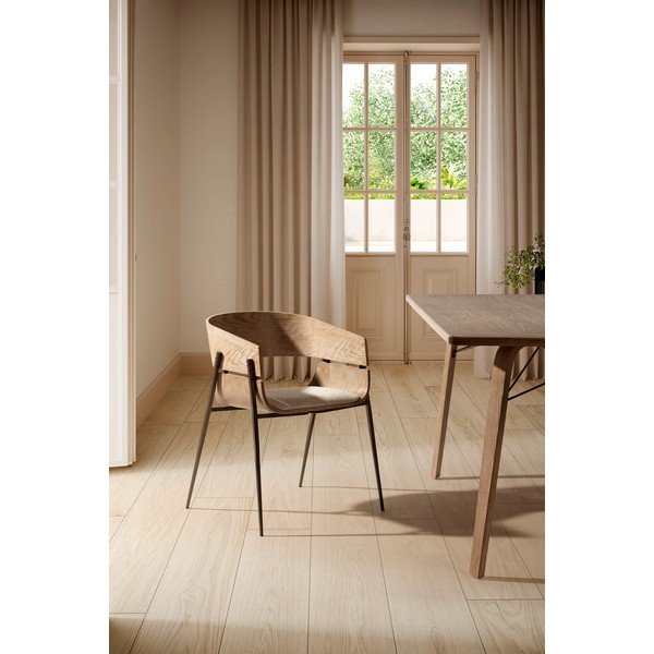 Set di sedie da pranzo di colore naturale in imbottito con braccioli 2 pz Naia – MOME-image-1