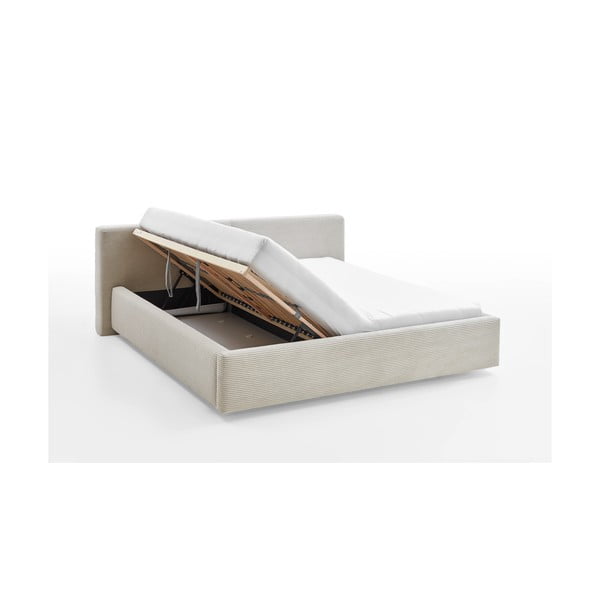 Letto matrimoniale imbottito beige con contenitore con rete inclusa 180x200 cm Cube – Meise Möbel-image-2