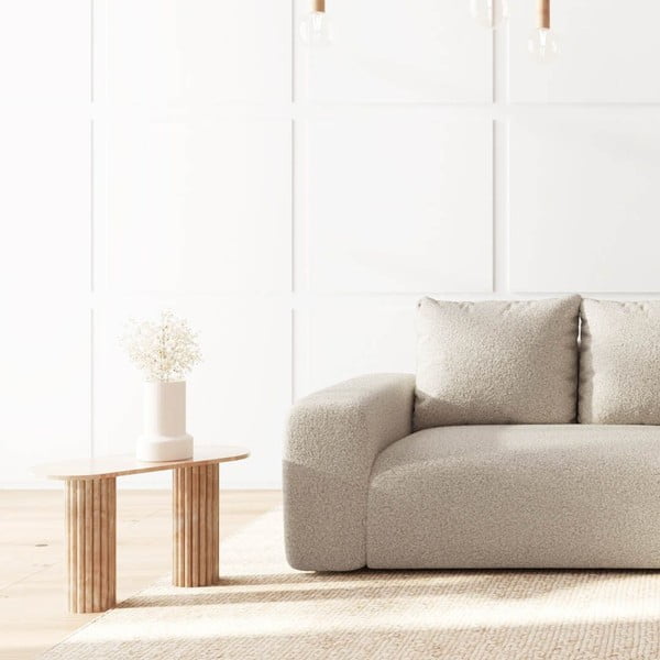 Divano angolare beige (con penisola a destra e chaise lounge) rivestito in bouclé Monce – Rodier-image-4