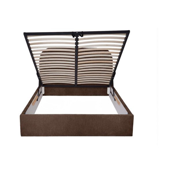 Letto matrimoniale imbottito marrone con contenitore con rete inclusa 160x200 cm Sidney – Bobochic Paris-image-4