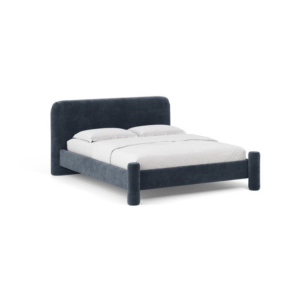 Letto matrimoniale imbottito blu scuro con rete inclusa 140x200 cm Vera – Micadoni 
