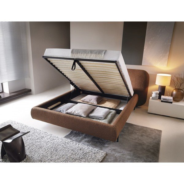 Letto matrimoniale imbottito color terracotta con contenitore e rete inclusi 160x200 cm Pointt – ELTAP-image-2