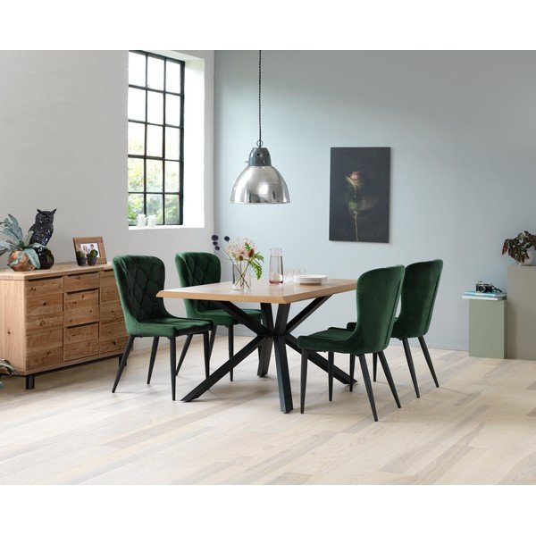 Tavolo da pranzo con piano in rovere decorato in colore naturale 90x160 cm Arno - Unique Furniture-image-4