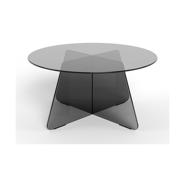 Tavolino da salotto rotondo grigio in vetro ø 80 cm Samos – Actona-image-2