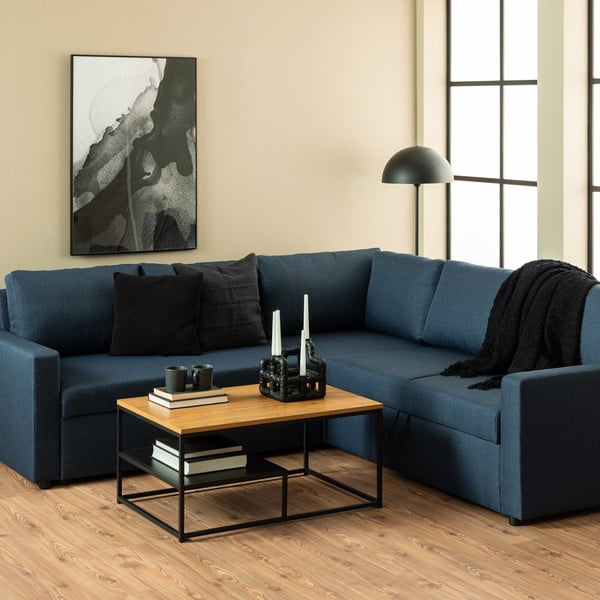 Tavolino con piano in rovere decorato in colore naturale 60x90 cm Gila - Actona-image-1