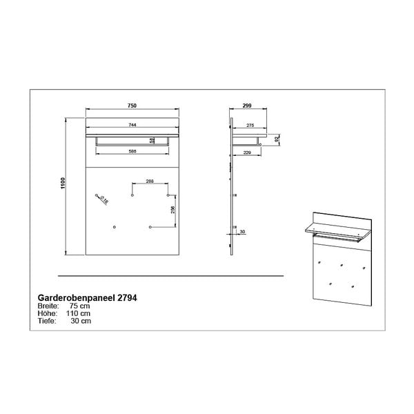 Pannello appendiabiti in rovere decorato in colore naturale Fremont - Germania-image-4
