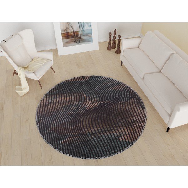 Tappeto rotondo lavabile nero ø 80 cm - Vitaus-image-1