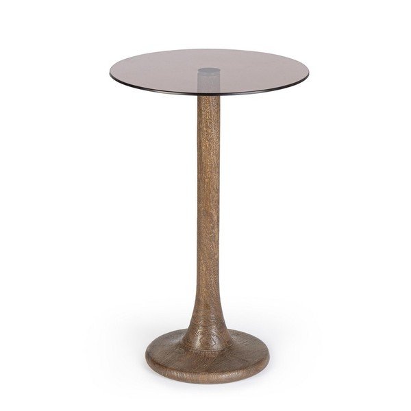 Tavolino rotondo con piano in vetro ø 35 cm Aberdeen – Bizzotto