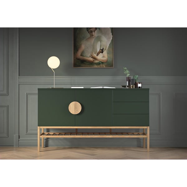 Credenza verde con gambe in legno di quercia Scoop - Tenzo-image-1