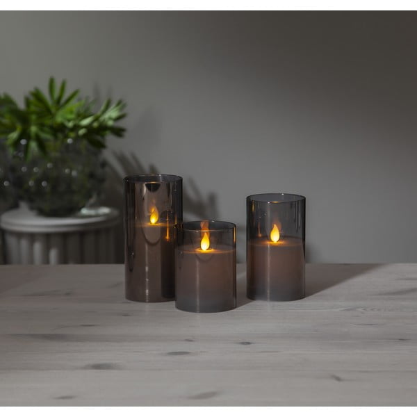 Candela di cera a LED grigia in vetro, altezza 15 cm M-Twinkle - Star Trading-image-3