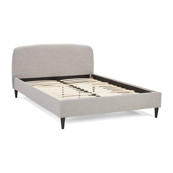 Letto matrimoniale imbottito grigio con griglia 140x200 cm Drome - Kokoon-image-2