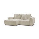 Divano angolare beige allungabile/con contenitore (con penisola a sinistra/con chaise lounge) con rivestimento in bouclé Roxelane – Bobochic Paris