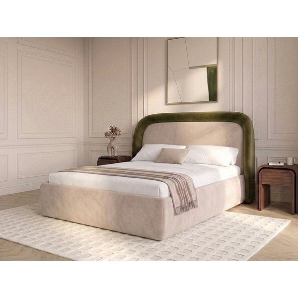 Letto matrimoniale imbottito verde con contenitore con rete inclusa 160x200 cm Sam – Bobochic Paris-image-2