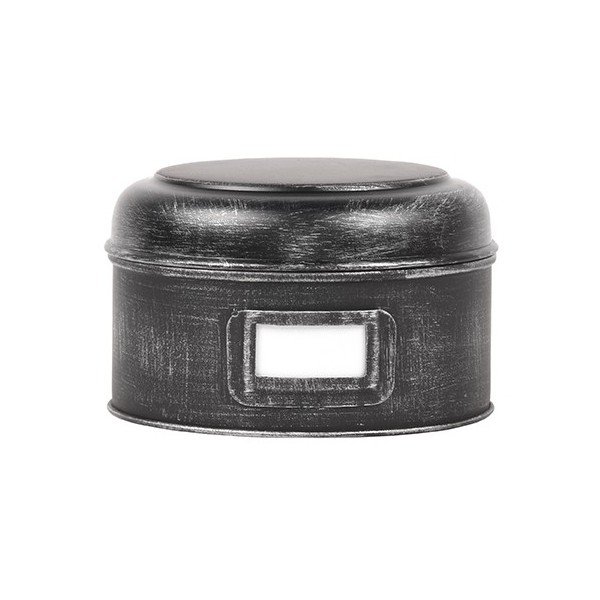 Scatola di metallo nera Antigue, ⌀ 17,5 cm - LABEL51