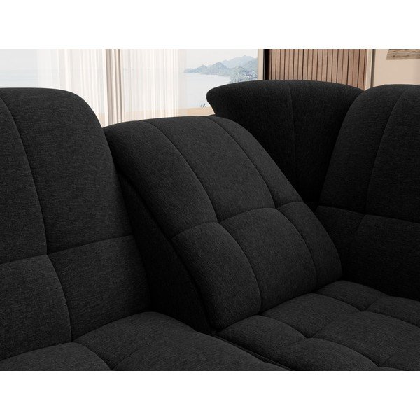 Divano angolare nero allungabile/con contenitore (con penisola a destra/a L) Sado – ELTAP-image-1