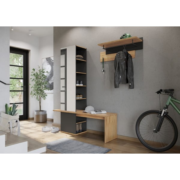 Set da corridoio grigio scuro con decoro in rovere - Germania-image-3