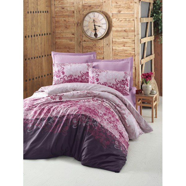 Biancheria da letto Victoria in cotone sateen viola, 200 x 200 cm Rina - Mijolnir